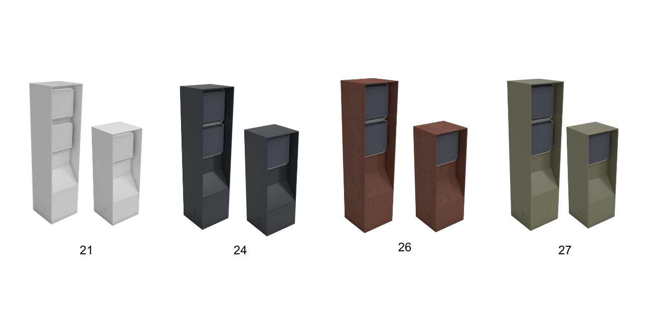 The 4 finishes of BOJA garden bollards
