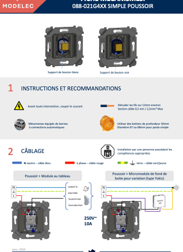 Mechanisms data sheet: 088-024G4XX Simple push - FR